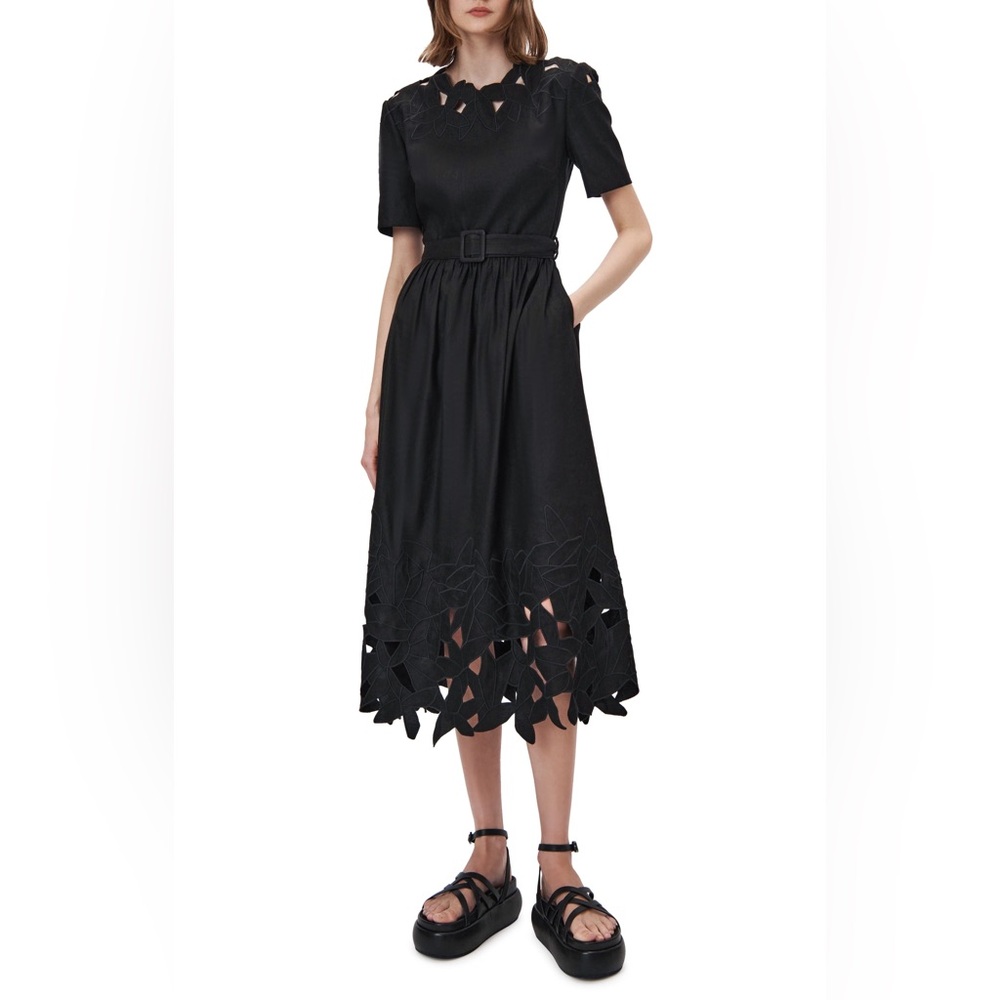 Jonathan Simkhai Black Midi Dress with Cutout Hem